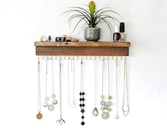 Wall Necklace Holder With Shelf