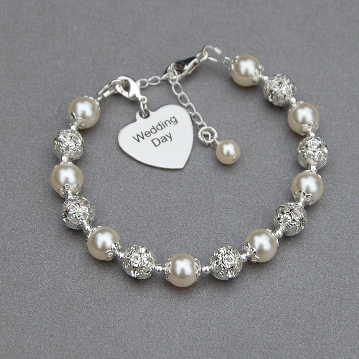 Wedding Day Charm Bracelet Brides Jewelry Bridal Bracelet