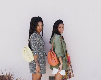 Eco friendly vegan leather backpack.