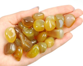 Yellow Agate Tumbled Stone, Agate Tumbled Stones, Healing Agate Crystals, Healing Stones, LadiesCrystals Yellow Agate Gemstone, Yellow Agate