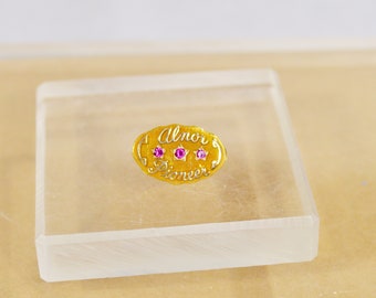 Rare Vintage 14K Alnor Company Service Award Pin, Tie Tack with Rubys