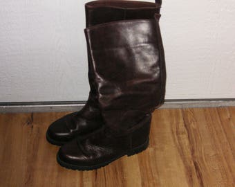 Eddie Bauer Soft Fleece-Lined Brown Leather Riding Boots from Canada in Size 7 Wide, Gently worn