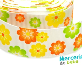 N137 - Ribbon wholesale Grain 25 mm - motif flowers - by the yard