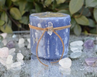 Enchanted Flame Candle, Sparkling Candle, Large Candle, Blue Candle, Candle Magic, Fairy Candle, Fairy Magic, Pillar Candle, Floral Candle