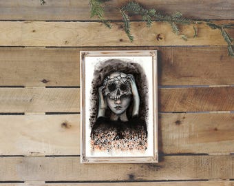 Fragile - Surrealistic Art by Rachael Caringella - Tree Talker Art - Mixed Media Painting