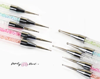 5 pcs Crystal dotting pen Set for nail art/marbleizing glaze painting pen/ polymer clay DIY tool pen/ miniature crafts making tool set