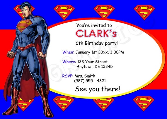 Invitación de cumpleaños de Superman para imprimir Invitación de cumpleaños de Superman para imprimir