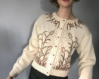 Vintage beaded lambswool cardigan,sweater-Med