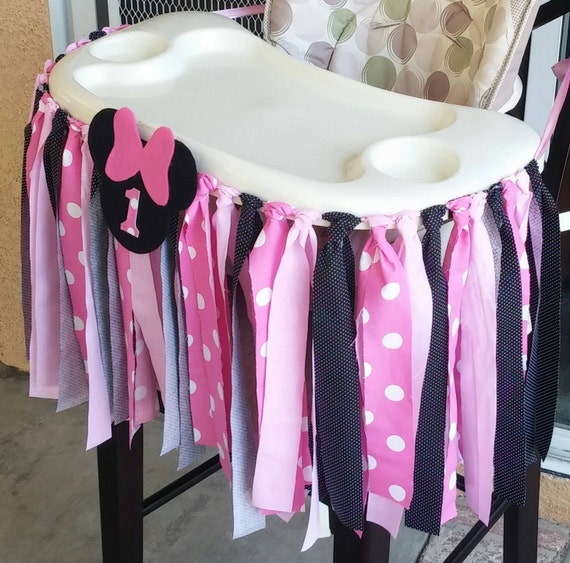 Items similar to Pink Minnie Mouse Fabric High Chair