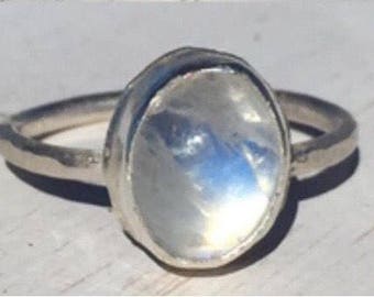 Rainbow moonstone ring, size 6 1/2