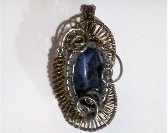 Intricate Wire Wrapped Sodalite Pendant