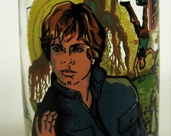 Star Wars Tumbler Glass Vintage Empire Strikes Back Luke Skywalker Yoda Chewbacca Burger King 1980 Coca Cola Hans Solo