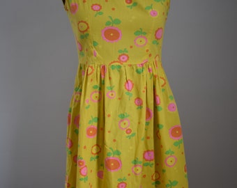 Vintage Bright Yellow Floral 1960's Dress XS/S