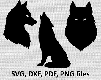 Wolf SVG / Wolf DXF/ Wolf Clipart / Wolf Files, Moon Wolf design, cutting, wolves svg, wolfs svg, wolves, howling wolf, night wolf head