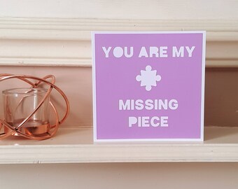 Paper cut card, Love card, Anniversary card, Valentines card, Wedding card, Puzzle piece card