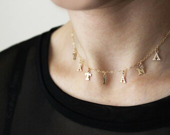 Personalized Name Necklace / Initial Choker Necklace / Name Choker / Custom Name Necklace