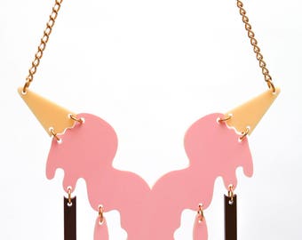 Laser cut Acrylic necklace plastic jewellery food accessories quirky perspex ladies