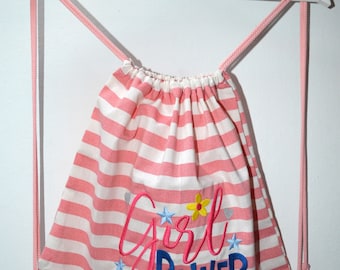 "Girl Power" striped backpack