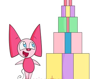 Pig with Giant Stack of Presents Birthday Card