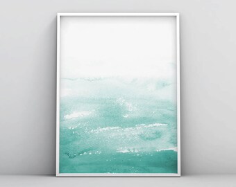 Watercolor Print, Abstract Art, Teal Abstract Watercolor, Abstract Painting, Wall Art, Printable, Art Print, Ocean Inspired, Home Decor