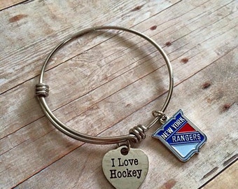 NHL NY Rangers Hockey Charm Bracelet
