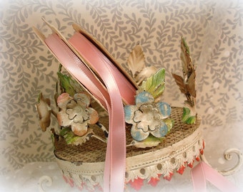 vintage pink satin ribbon deStash . 2 partial rolls