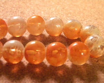 10 glass beads 12 mm speckled 2 tone translucent - orange-PE189 - 3