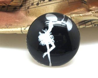 2 glass cabochons 18 mm little black dress - 18 mm