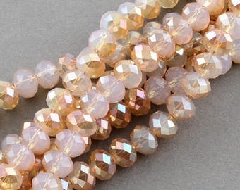 Tan Faceted Rondelle Crystals - Sold per 17" strand - 70 beads - #CB208C
