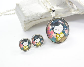 Set jewelry Earring and Necklace Geisha