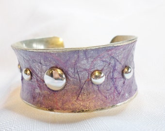 Purple Silver Metal Cuff Bracelet