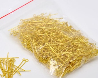 100 pcs Eye pins- Gold Plate pins - Gold Plate Findings - Jewelry Making Supply lot - 2.8 cms - EP07