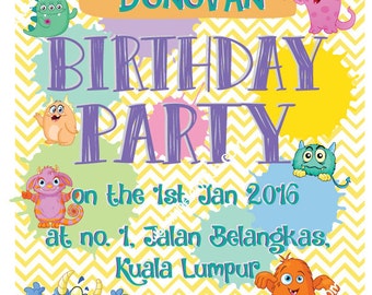 cute monster party invitation