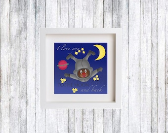 I love you to the moon and back, Illustration children, Children poster, Animal print, Kids gift, Baby room, Poster kids, Nursery Print