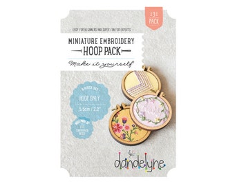 55mm mini embroidery hoop frames - PACK OF 3 - 2.2" hoop frame sets - embroidery - cross-stitch