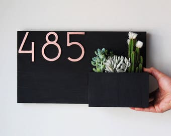 House Number Planter, Address Planter, Address Plaque Modern, Address Plaque with Planter, Address Planter Box