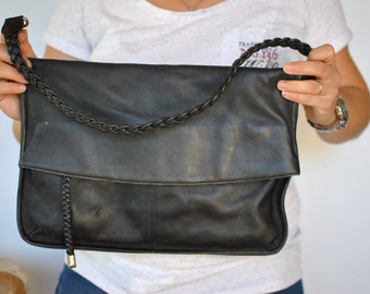Vintage OVERSIZE LEATHER CLUTCH , women's leather bag.....(465)