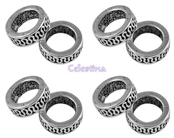 12 x Antique Silver Rondelle Spacer Beads - Ornate Ring 11mm x 4mm LF NF SP71