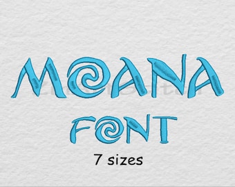 Moana Font Embroidery Design Monogram Alphabet 7 Sizes 8 Formats