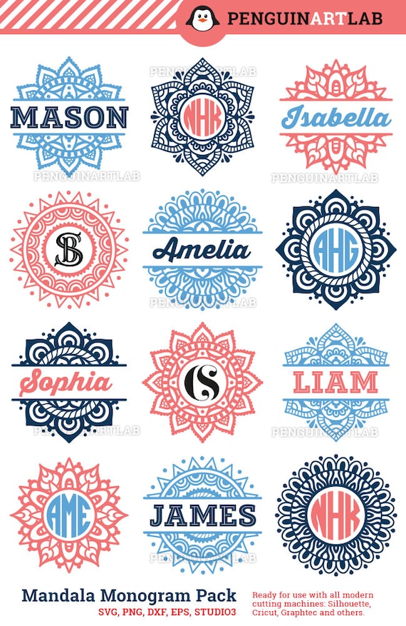 Download Mandala Pack Monogram and Split SVG Cut Files for Electronic