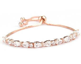 rose gold bracelet, rose gold, wedding jewelry, bridal bracelet, rose gold jewelry, wedding bracelet, crystal bracelet, gold bracelet, bride