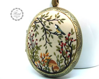 Woodland Necklace / Photo Locket Necklace / Gifts for Nature Lovers / Forest Necklace / Gift for Girlfriend, Picture Locket