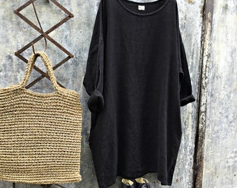 Newport Black Heavy Linen Dress