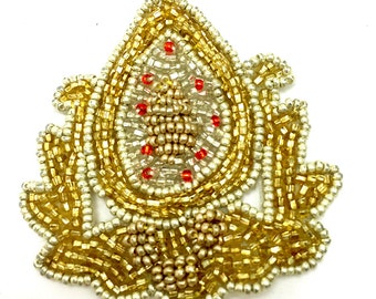 Sale! Crest with Gold Beads, 3" x 2" -JJ141G-B009-0071