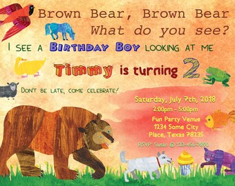 Brown Bear Brown Bear Birthday Invitation