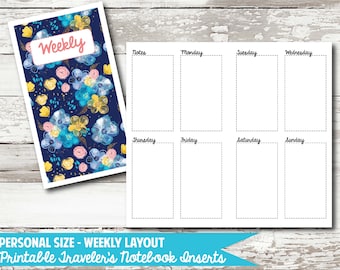 Personal Size - Week on 2 Page PRINTABLE Insert for Traveler's Notebooks