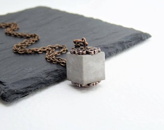 Necklace Concrete Cubes-oriental-antique copper-gift-