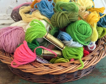 Vintage TAPESTRY Crewel Needlepoint YARN Wool LOT