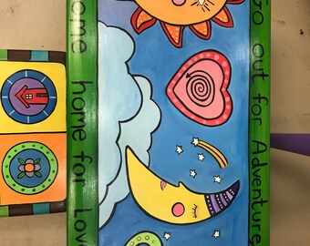 Kids hand painted table and stool