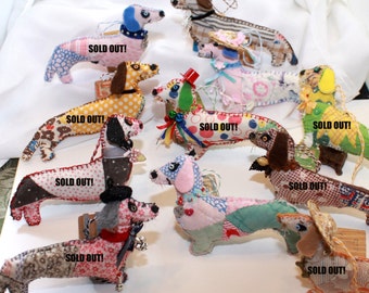 A Dollop of Doxies - Dachshund Doggy Quilty Critters, buyers choice - Folk Art, OOAK, Ornament, Novelty